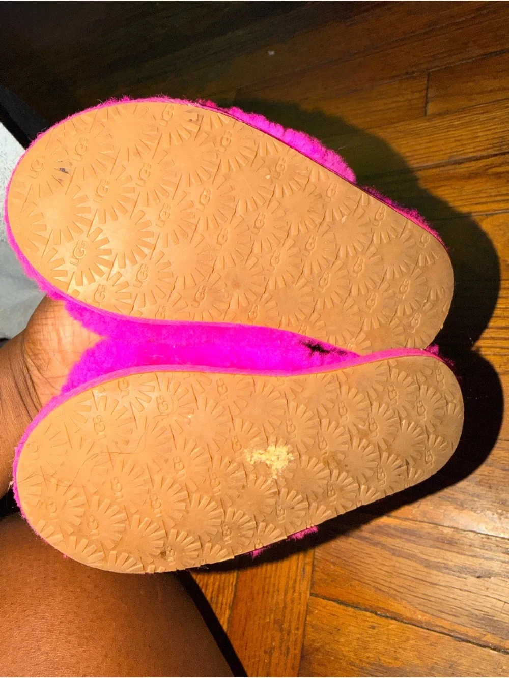 UGG Kids Pink Fuzzy Slippers